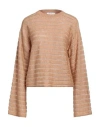 Fabiana Filippi Woman Sweater Camel Size 10 Alpaca Wool, Cotton In Beige