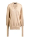 Fabiana Filippi Woman Sweater Camel Size 8 Linen, Silk In Neutral