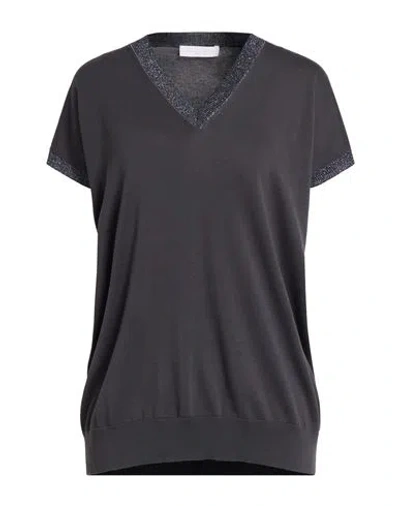 Fabiana Filippi Woman Sweater Charcoal Size 8 Cotton, Viscose, Polyester, Ecobrass In Gray