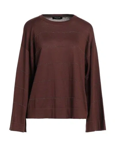Fabiana Filippi Woman Sweater Chocolate Brown Size 10 Silk, Cotton, Ecobrass