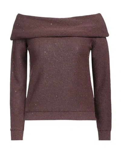 Fabiana Filippi Woman Sweater Cocoa Size 4 Cotton, Linen, Polyester In Brown