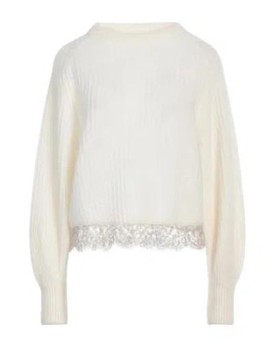 Fabiana Filippi Woman Sweater Cream Size 10 Mohair Wool, Alpaca Wool, Polyamide, Pes - Polyethersulf In White