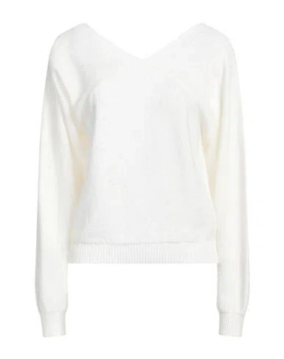 Fabiana Filippi Woman Sweater Cream Size 8 Cotton, Linen, Polyester In White