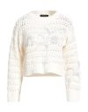 Fabiana Filippi Woman Sweater Cream Size 8 Virgin Wool, Silk, Cashmere, Brass In White
