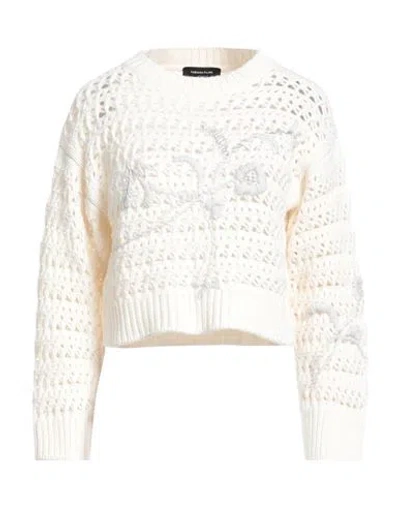 Fabiana Filippi Woman Sweater Cream Size 8 Virgin Wool, Silk, Cashmere, Brass In White