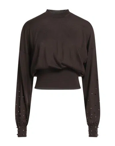 Fabiana Filippi Woman Sweater Dark Brown Size 10 Cashmere, Silk