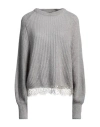 Fabiana Filippi Woman Sweater Grey Size 10 Mohair Wool, Alpaca Wool, Polyamide, Pes - Polyethersulfo