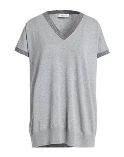 Fabiana Filippi Woman Sweater Grey Size 12 Cotton, Viscose, Polyester In Gray
