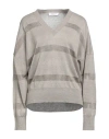 Fabiana Filippi Woman Sweater Grey Size 8 Hemp, Viscose, Cotton, Polyester