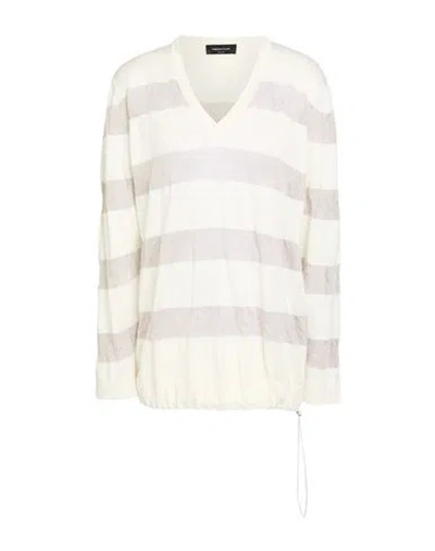 Fabiana Filippi Woman Sweater Ivory Size 12 Silk, Cotton, Viscose, Stainless Steel, Metallic Fiber In Animal Print