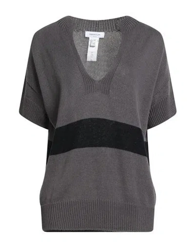 Fabiana Filippi Woman Sweater Lead Size 4 Cotton, Linen, Polyester In Gray