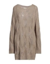 Fabiana Filippi Woman Sweater Light Brown Size 12 Mohair Wool, Alpaca Wool, Polyamide In Beige