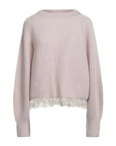 Fabiana Filippi Woman Sweater Light Pink Size 14 Mohair Wool, Alpaca Wool, Polyamide, Pes - Polyethe