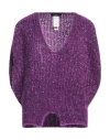 Fabiana Filippi Woman Sweater Purple Size S Mohair Wool, Polyamide, Polyester