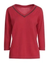 Fabiana Filippi Woman Sweater Red Size 6 Virgin Wool, Silk, Cashmere, Ecobrass In Red