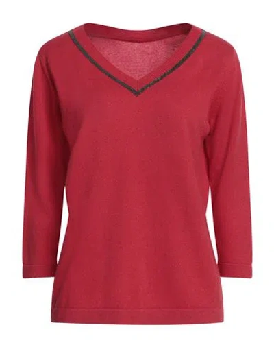 Fabiana Filippi Woman Sweater Red Size 6 Virgin Wool, Silk, Cashmere, Ecobrass