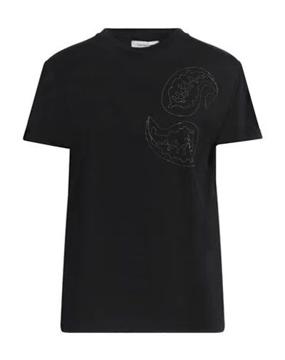Fabiana Filippi Woman T-shirt Black Size 12 Cotton, Ecobrass