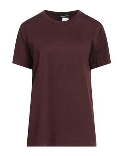 Fabiana Filippi Woman T-shirt Burgundy Size 10 Cotton, Viscose