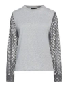 Fabiana Filippi Woman T-shirt Grey Size 4 Cotton, Acrylic, Wool, Polyamide, Polyester In Grey