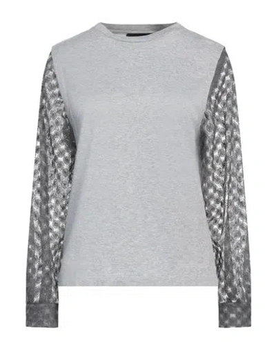 Fabiana Filippi Woman T-shirt Grey Size 4 Cotton, Acrylic, Wool, Polyamide, Polyester
