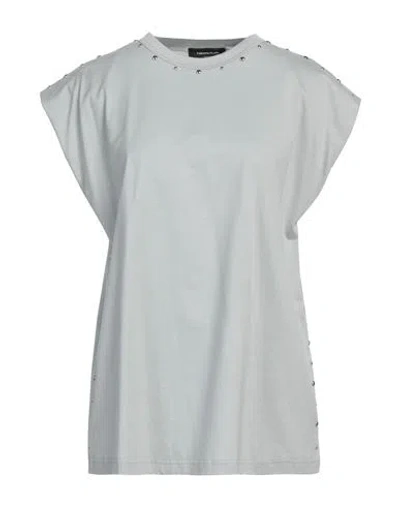 Fabiana Filippi Woman T-shirt Light Grey Size 14 Cotton, Metal