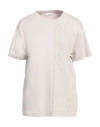 Fabiana Filippi Woman T-shirt Light Grey Size 8 Cotton, Elastane, Modal, Polyester In Grey