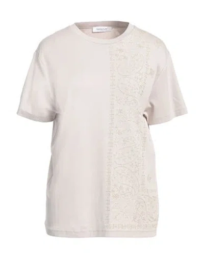 Fabiana Filippi Woman T-shirt Light Grey Size 8 Cotton, Elastane, Modal, Polyester