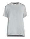 Fabiana Filippi Short-sleeve Crewneck Satin Top In Grey