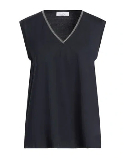 Fabiana Filippi Woman T-shirt Midnight Blue Size 12 Cotton, Ecobrass