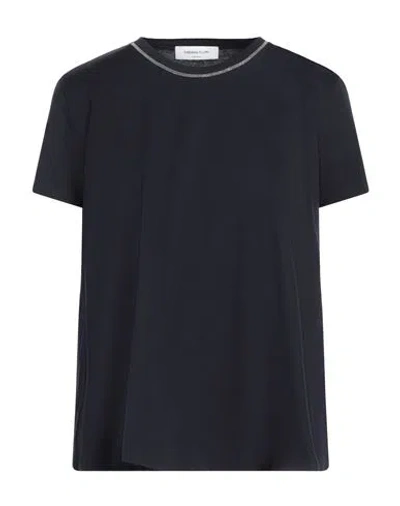 Fabiana Filippi Woman T-shirt Midnight Blue Size 6 Cotton, Ecobrass