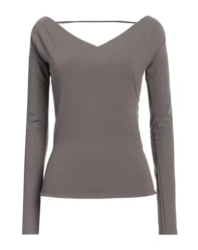 Fabiana Filippi Woman T-shirt Taupe Size 8 Polyamide, Elastane In Grey