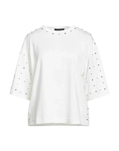 FABIANA FILIPPI FABIANA FILIPPI WOMAN T-SHIRT WHITE SIZE 2 COTTON, METAL