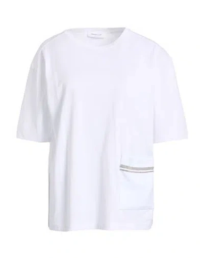 Fabiana Filippi Woman T-shirt White Size 6 Cotton, Brass