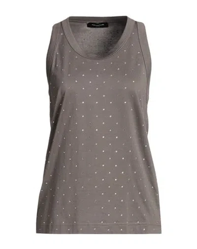 Fabiana Filippi Woman Tank Top Grey Size 10 Cotton In Brown