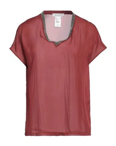 Fabiana Filippi Woman Top Brick Size 6 Viscose, Silk In Red