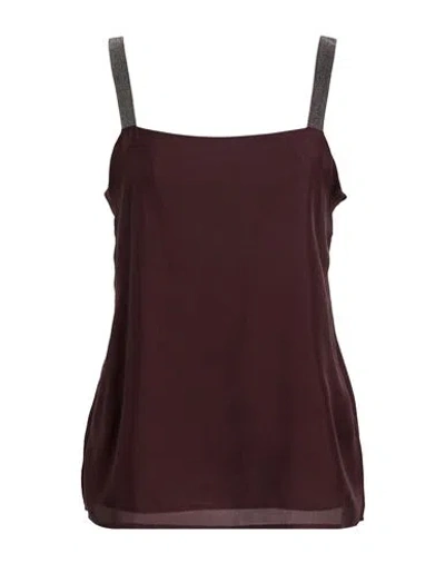 Fabiana Filippi Woman Top Chocolate Brown Size 4 Silk, Ecobrass