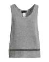 Fabiana Filippi Woman Top Grey Size 6 Virgin Wool, Silk, Cashmere, Ecobrass In Gray