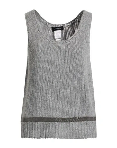 Fabiana Filippi Woman Top Grey Size 6 Virgin Wool, Silk, Cashmere, Ecobrass In Gray