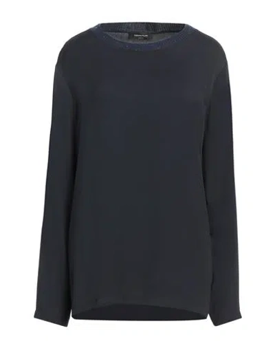 Fabiana Filippi Woman Top Midnight Blue Size 14 Acetate, Silk, Virgin Wool, Cashmere, Alpaca Wool