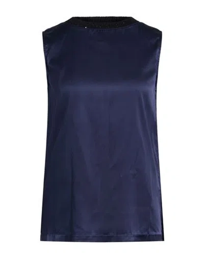Fabiana Filippi Woman Top Midnight Blue Size 8 Silk, Elastane, Virgin Wool, Cashmere, Alpaca Wool