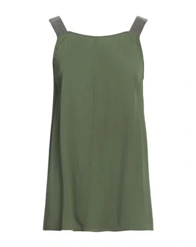 Fabiana Filippi Woman Top Military Green Size 10 Acetate, Silk, Polyester