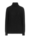 Fabiana Filippi Woman Turtleneck Black Size 10 Virgin Wool, Silk, Cashmere, Alpaca Wool, Polyester In Black