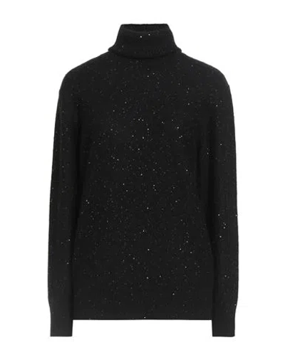 Fabiana Filippi Woman Turtleneck Black Size 10 Virgin Wool, Silk, Cashmere, Alpaca Wool, Polyester