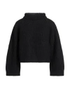Fabiana Filippi Woman Turtleneck Black Size 14 Virgin Wool, Wool, Silk, Cashmere, Polyamide