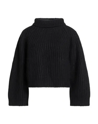 Fabiana Filippi Woman Turtleneck Black Size 14 Virgin Wool, Wool, Silk, Cashmere, Polyamide