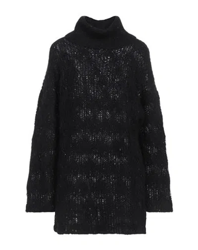 Fabiana Filippi Woman Turtleneck Black Size 2 Virgin Wool, Alpaca Wool, Mohair Wool, Silk, Polyamide