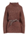 Fabiana Filippi Woman Turtleneck Brown Size 6 Virgin Wool, Mohair Wool, Polyamide, Polyester, Silk In Brown