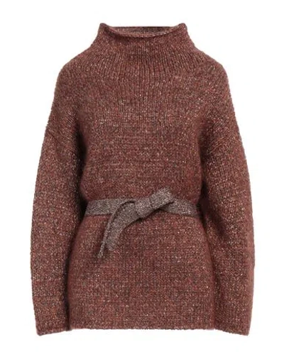 Fabiana Filippi Woman Turtleneck Brown Size 6 Virgin Wool, Mohair Wool, Polyamide, Polyester, Silk