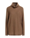 Fabiana Filippi Woman Turtleneck Camel Size 12 Merino Wool, Silk, Cashmere, Alpaca Wool, Polyester In Brown