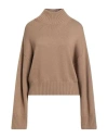 Fabiana Filippi Woman Turtleneck Camel Size 14 Virgin Wool In Multi